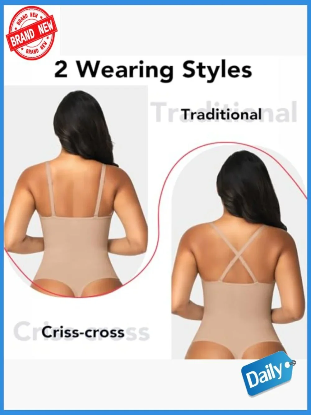 Deep V Neck Bodysuit Tummy Control Shapewear Thong Camisole